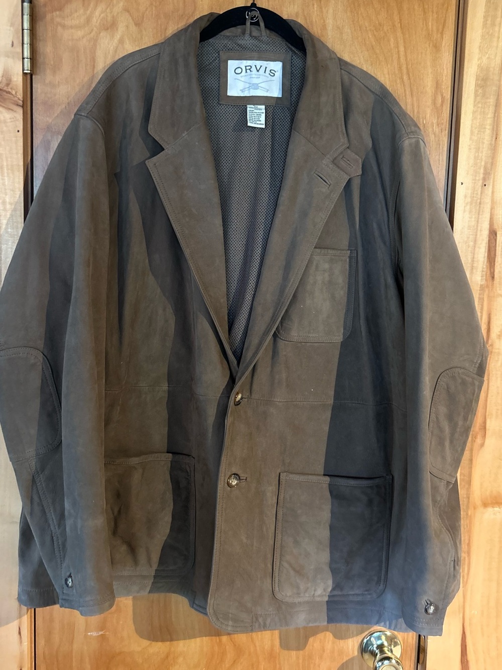 Orvis Bandera Suede Leather Zambezi Safari Blazer Jacket Brown Mens Size 52